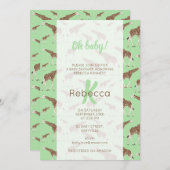 キリン ジャングル サファリ 動物 ベビーシャワー 招待状 (正面/裏面)