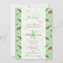 キリン ジャングル サファリ 動物 ベビーシャワー 招待状