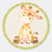 キリン ジャングル 動物 ベビーシャワー 記念品 シール (正面)