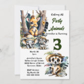 キリン・ゼブラサファリ動物園の動物のジャングルパーティー 招待状 (正面)