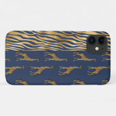 キリン&タイガープリント金ゴールドブルーシかわいらしック Case-Mate iPhoneケース (裏面(横))