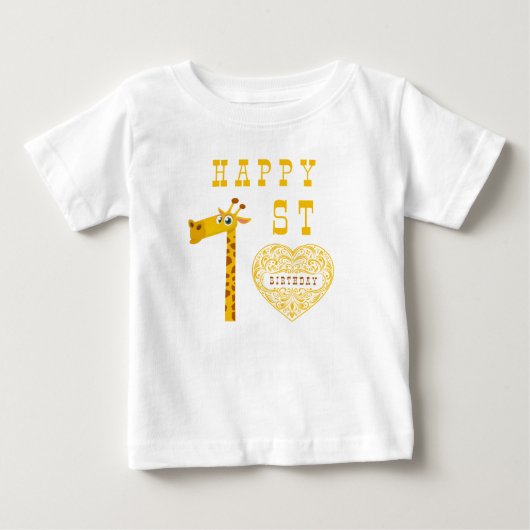 キリン ハート ファースト バースデー ベイビー T シャツ (正面)