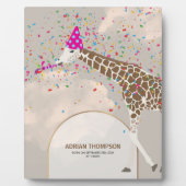 キリン パーティー サファリ 誕生日 絵 Nursery 赤ちゃん フォトプラーク (正面)