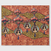 キリン、ヒョウの毛皮の上のレディーバグとサンゴバラ ラッピングペーパー (フラット)