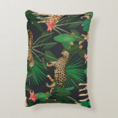 キリン、ヒョウ、ヴィンテージ動物のパターン。 アクセントクッション (裏面(縦))