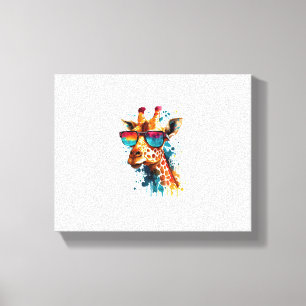 キリン ビンテージ サングラス 面白い アフリカの動物 ロー キャンバスプリント