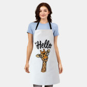 キリン ビンテージ 彫刻 かわいい 動物 Tシャツ_ エプロン (着用した状態)