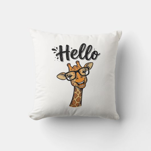キリン ビンテージ 彫刻 かわいい 動物 Tシャツ_ クッション (正面)