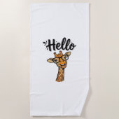 キリン ビンテージ 彫刻 かわいい 動物 Tシャツ_ ビーチタオル (正面)