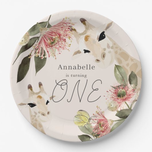 キリン・ピンクフローラガール1st誕生日 ペーパープレート (正面)