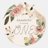 キリン・ピンクフローラガール1st誕生日 ラウンドシール (正面)