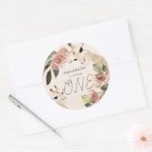 キリン・ピンクフローラガール1st誕生日 ラウンドシール (封筒)