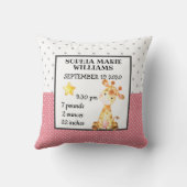 キリン·ピンク·誕生統計ベビー発表少女 クッション (裏面)