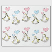 キリン ピンク 青 風船 ママ 赤ちゃん 性別発表 ラッピングペーパー (フラット)