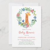 キリン&フローラリースベビーシャワー招待状 招待状 (正面)