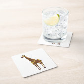 キリン・ブラウンとイエローシルエット スクエアペーパーコースター (インサイチュ)