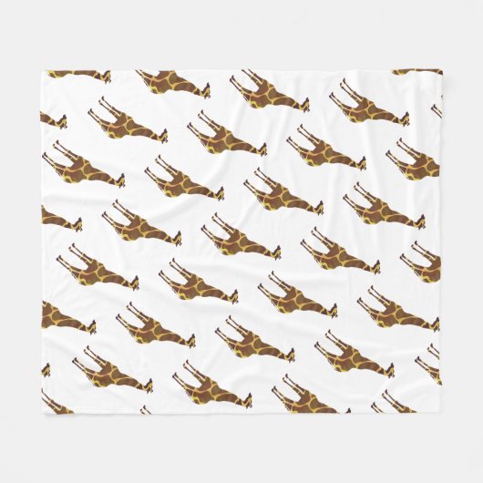 キリン・ブラウンとイエローシルエット フリースブランケット (正面(横))