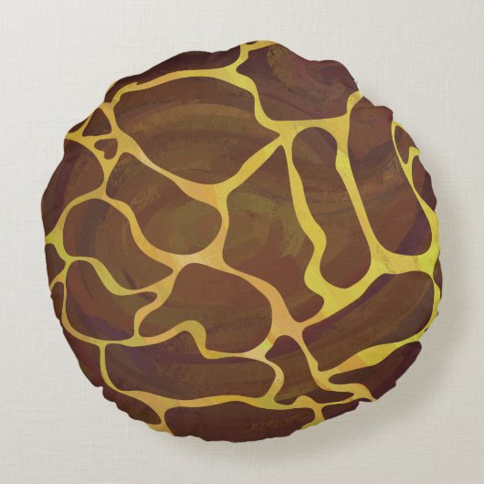 キリン・ブラウンとイエローシルエット ラウンドクッション (裏面)