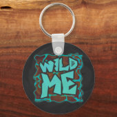 キリン ブラウンとターコイズのプリント キーホルダー (正面)