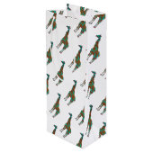 キリン・ブラウンとティール(緑がかった色)・シルエット ワインギフトバッグ (裏面アングル)