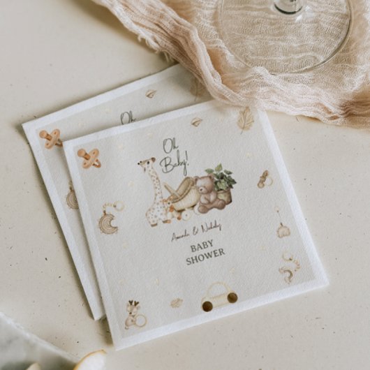 キリン&ベア子供部屋ボヘミアントイズベビーシャワー スタンダードカクテルナプキン