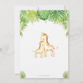 キリン·ベイビー·シャワージャングル動物男の赤ちゃんグリーン 招待状 (裏面)