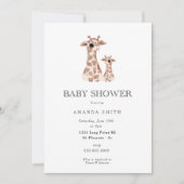 キリン·ボホ·マム·アンド·ベビー·サファリ·ベビー·シャワー 招待状 (正面)