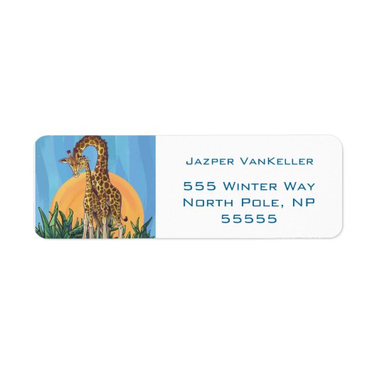 キリン・ママと赤ちゃん ラベル (正面)