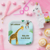 キリン&モンキーサファリまたは動物園のパーティー動物 ペーパープレート (パーティー)