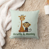 キリン&モンキー | ジャングルフレンズデコ子供へール クッション (ブランケット)