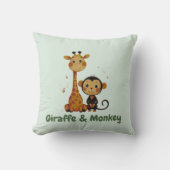 キリン&モンキー | ジャングルフレンズデコ子供へール クッション (正面)