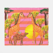 キリン、ラクダ & 太陽 フリース ブランケット (正面(横))