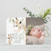 キリン・ワイルドワン・ウォーター・カラー写真1歳の誕生日 招待状 (スタンド正面)