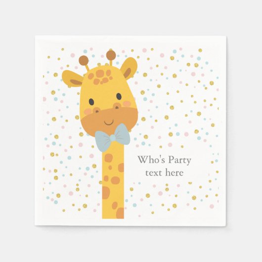 キリン、動物イラストレーション スタンダードカクテルナプキン (正面)