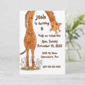 キリン、動物園の動物誕生日、パーソナライズ可能 招待状 (スタンド正面)