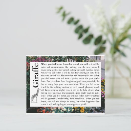 キリン - 回復についての詩 ポストカード (スタンド正面)