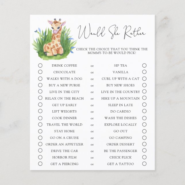 キリン/彼女はむしろ赤ちゃんシャワーゲーム (正面)