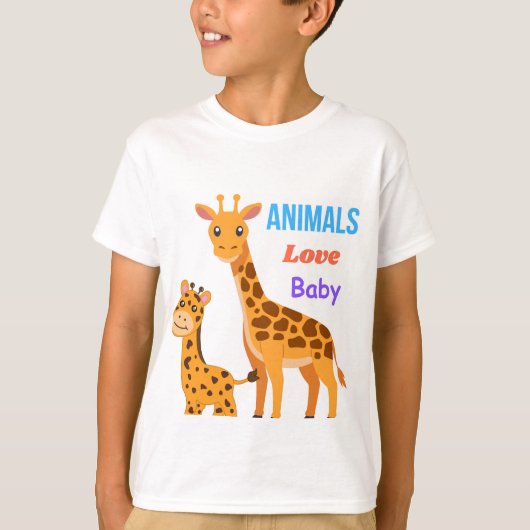 キリン+母子+.animals tシャツ (正面)