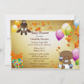 キリン、民族の男の赤ちゃんおよびカップケーキのベビーシャワー 招待状 (裏面)