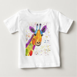 キリン 水彩 動物 サファリ 子供 ユーモア 動物園 ベビーTシャツ