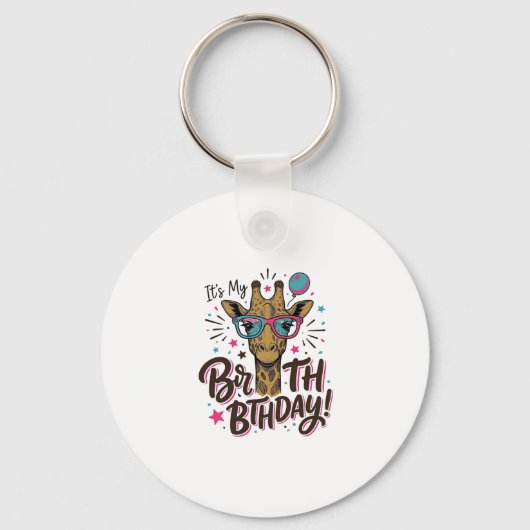 キリン 誕生日 ヴィンテージ 彫刻 パーティーTシャツ_1 キーホルダー (正面)