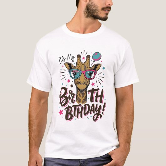 キリン 誕生日 ヴィンテージ 彫刻 パーティーTシャツ_1 Tシャツ (正面)