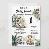 キリン 象 ジャングル サファリ 野生動物 ゼブラ 招待状 (正面)