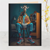 キリン 面白い ブロ 友達 挨拶 カード (黄色い花)