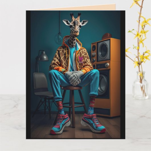 キリン 面白い ブロ 友達 挨拶 カード (黄色い花)