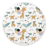 キリン、風船、ヤシの木のセラミックノブ セラミックノブ (正面)