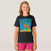キリン（鮮やか） - ガールズ ベーシック Tシャツ (正面フル)