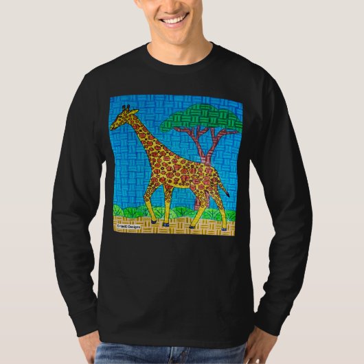 キリン(鮮やか) - メンズ長袖シャツ Tシャツ (正面)