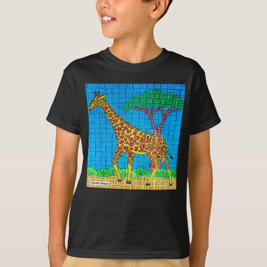 キリン(鮮やか) - 男の子用ベーシックTシャツ Tシャツ (正面)