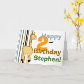 キリン：2枚目の誕生日カード カード (黄色い花)